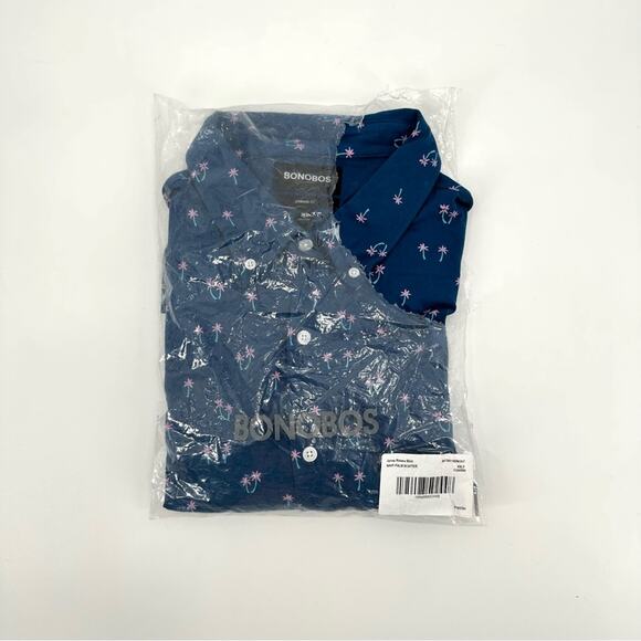 Bonobos Riviera Palm Print Button Down Shirt in blue Size XXL - Picture 7 of 8